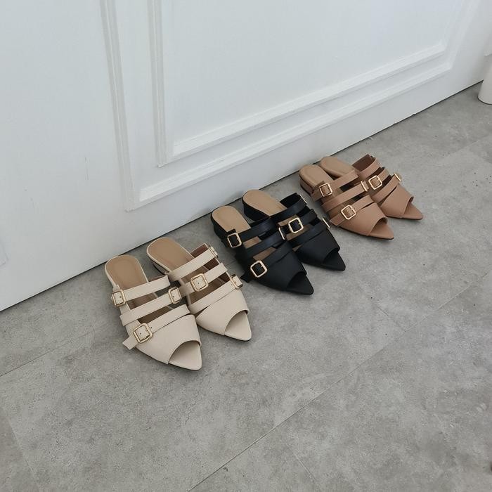 Bloomberg Melissa - Sepatu Big Size Wanita Jumbo Heels 41-45 Heels 3Cm Shoes Black Brown Cream