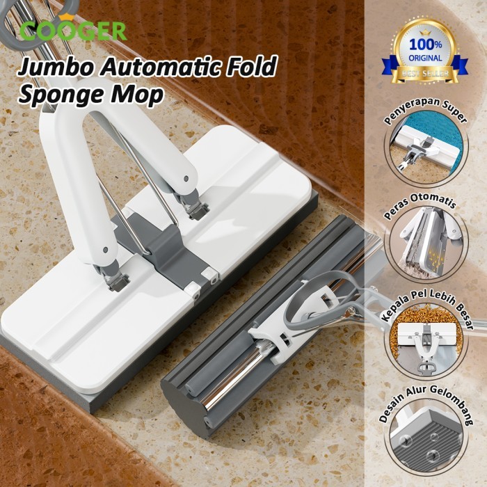 COOGER Pel Busa Peras Lipat Otomatis Upgrade Sponge Mop
