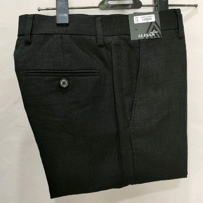 Celana Bahan Kerja Pria Alisan Slimfit Hitam Bahan Barton Panjang