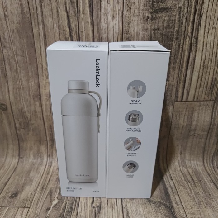 lock n lock belt bottle tumbler - termos stainless ivory 490ml