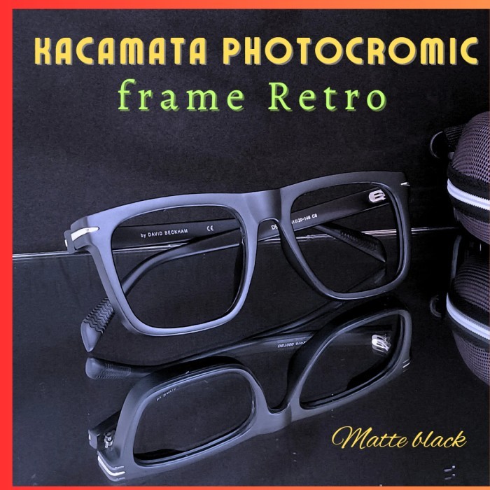 Kacamata Minus Lensa Photocromic Pria Kotak Tebal Kaca Mata Vintage