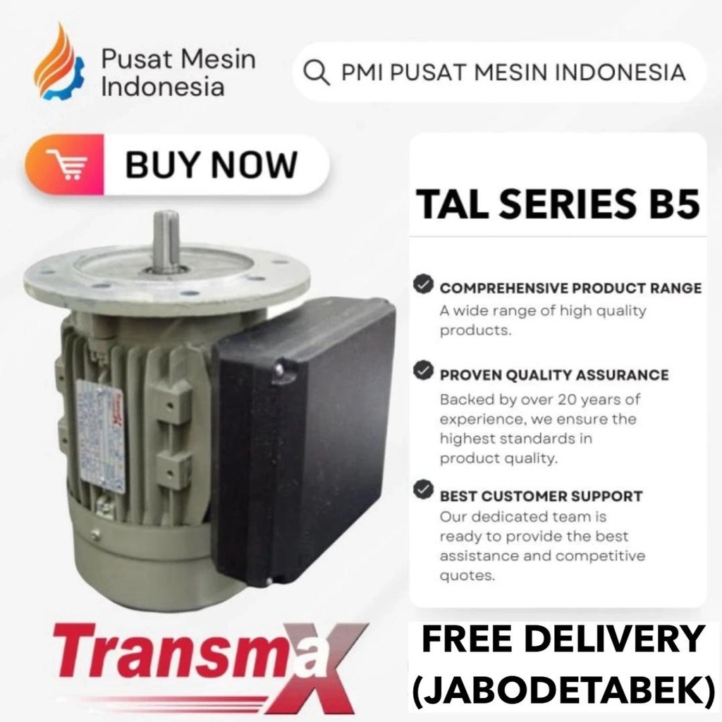 DINAMO ELEKTRO MOTOR TRANSMAX TAL 2P 4KW 5,5HP 1 PHASE SINGLE PHASE 220/240V B5/ DINAMO ELECTRIC MOT