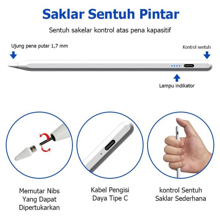Stylus Pen Universal with Palm Rejection Active Stylus Pena kapasitif yang dapat digunakan untuk