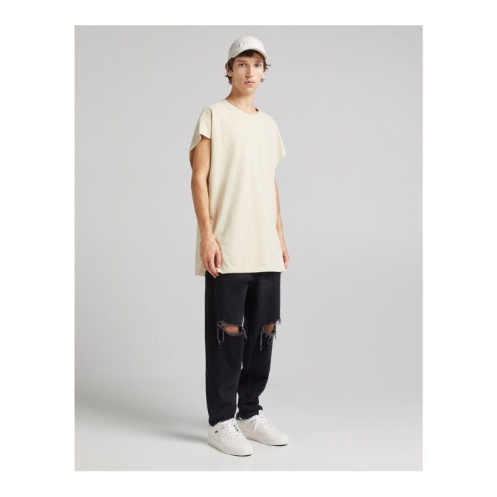 Loose Fit Jeans With Ripped Black Bershka Original