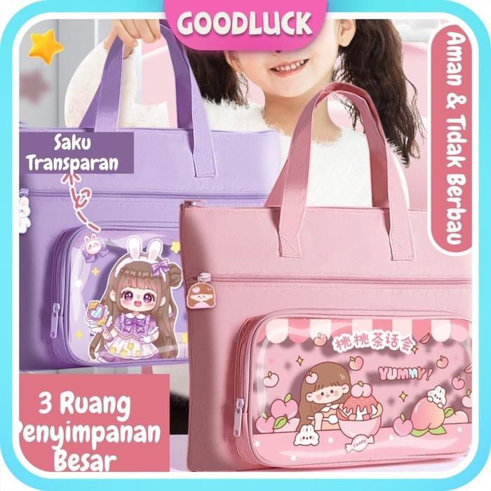 

A4 Hand-held Book Bag Elementary School Tutoring Bag Children's Girls Boys Canvas Storage Bag