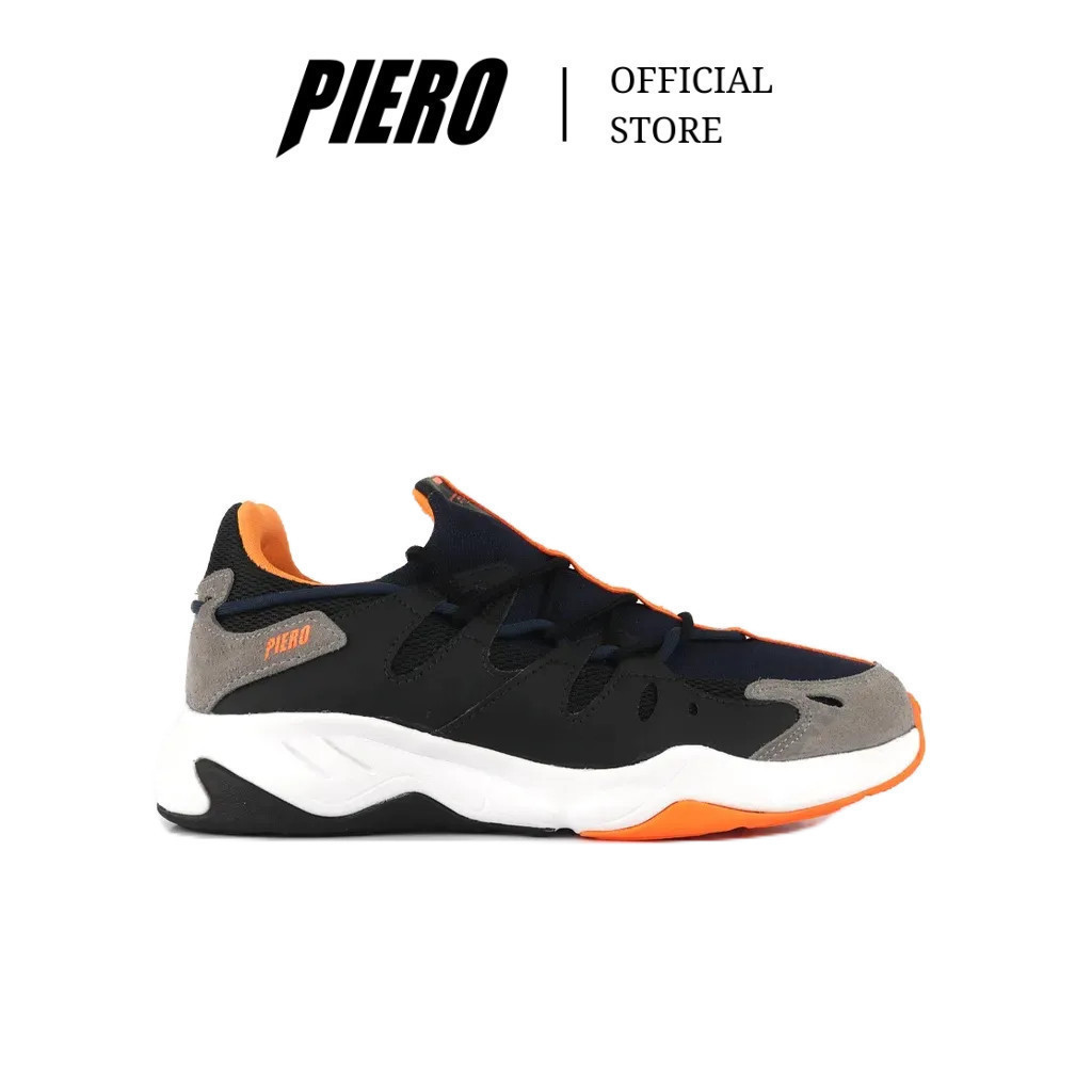 PIERO SEPATU SNEAKERS PRIA OXYGO BLACK NAVY ORANGE P20946