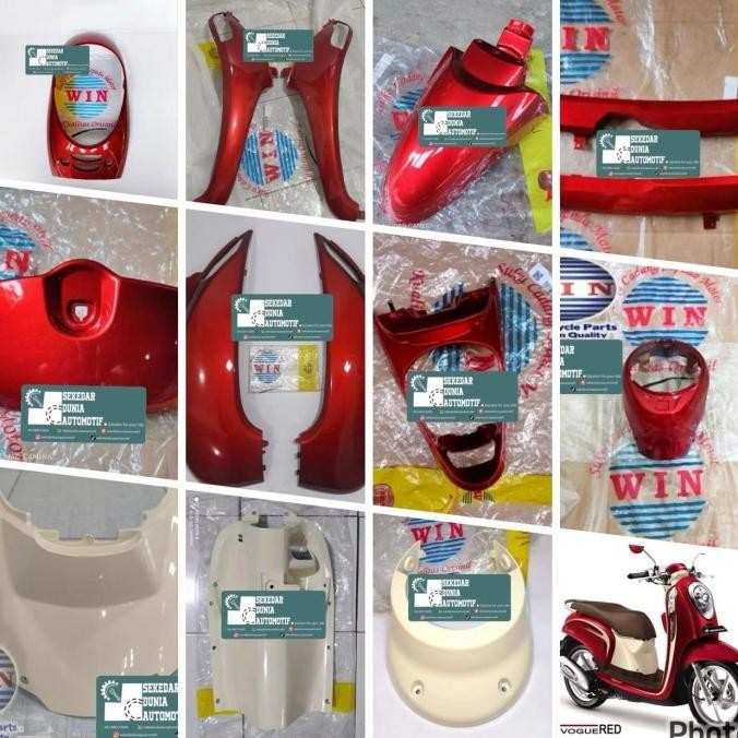 Ori - Jual Satuan / Eceran Cover Body Bodi Halus Set Honda Scoopy FI / Scoopy FI ESP K16 Merah Maroo