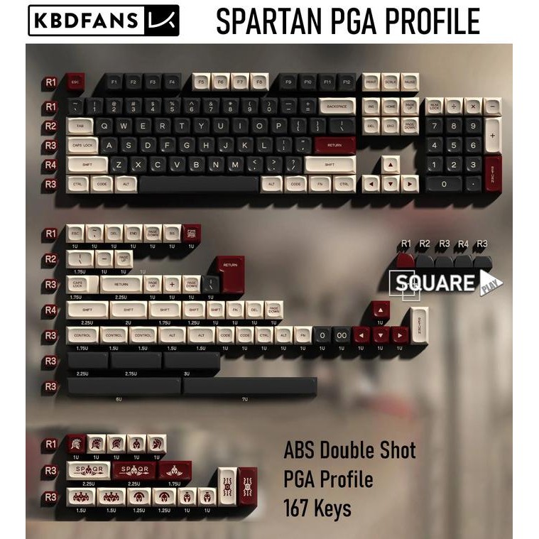 CO SPARTAN Keycaps PGA Profile ABS Double - KBDFans