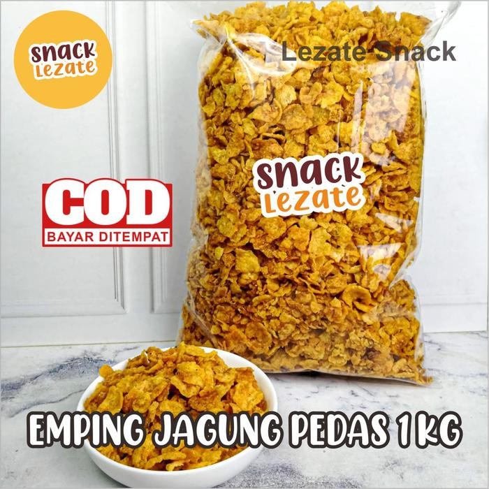

DISKON Emping Jagung 1KG Kiloan Murah Rasa Pedas Manis Jagung Geprek Lezate Snack Food Snacks