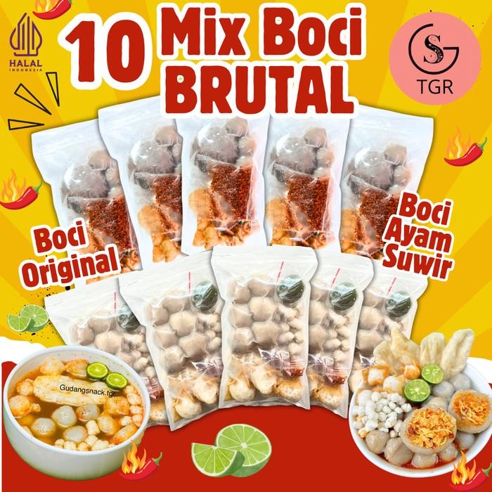

SPECIAL [LANGSUNG KIRIM] Mix 10 Baso Aci (Ayam 5 Ori 5) pcs Baso Aci Paket Brutal Gudang Snack Tgr