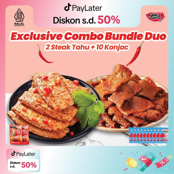 

GRATIS ONGKIR MAGIC BUNDLE DUO HALAL SNACKSnacks Cemilan Bundle ( Isi 2 Steak Tofu, 1 Pack Konjac )