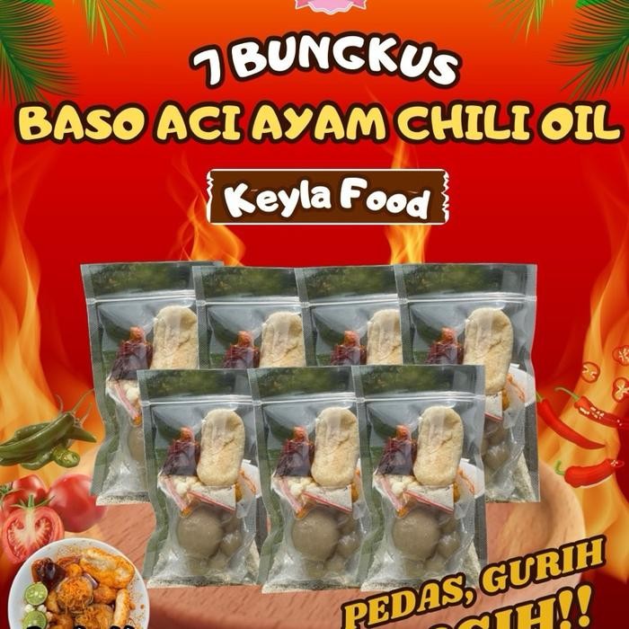 

EKSLUSIF 7 Bungkus [Chili Oil] Baso aci Ayam Chili oil enak pedas gurih Instan Food