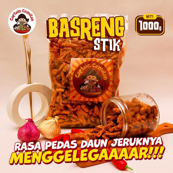 

LIMITED EDITION 1KG - Basreng DAUN JERUK PEDAS Captain cemilan Bandung food Snacks Camilan Chips