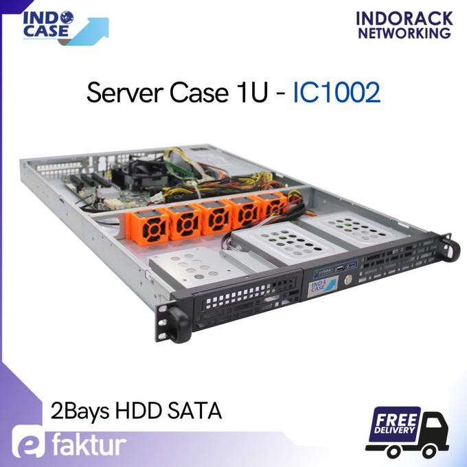 CO Indocase Rackmount Case 1U 2Bays HDD SATA Casing Server - IC1002