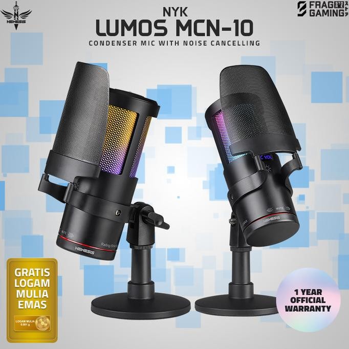 CO NYK Nemesis Mic Condenser RGB with Noise Cancelling Nemesis LUMOS MCN-10 | MCN10 Microphone
