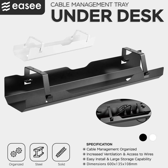 

BEBAS ONGKIR - easee Under Desk Cable Management Tray Organizer / Rak Kabel Bawah Meja / Cord Holder