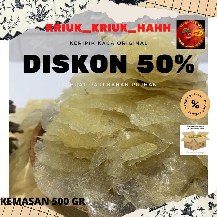 

EKSLUSIF Keripik kaca asin 500 gram Pedas Food Kering Singkong Snacks Kripik