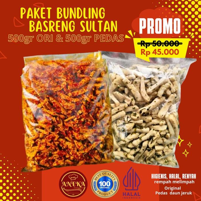 

BIG SALE PROMO Paket Bundling Basreng Pedas 500gr & Basreng Original 500gr ANEKA SNACK & FOOD