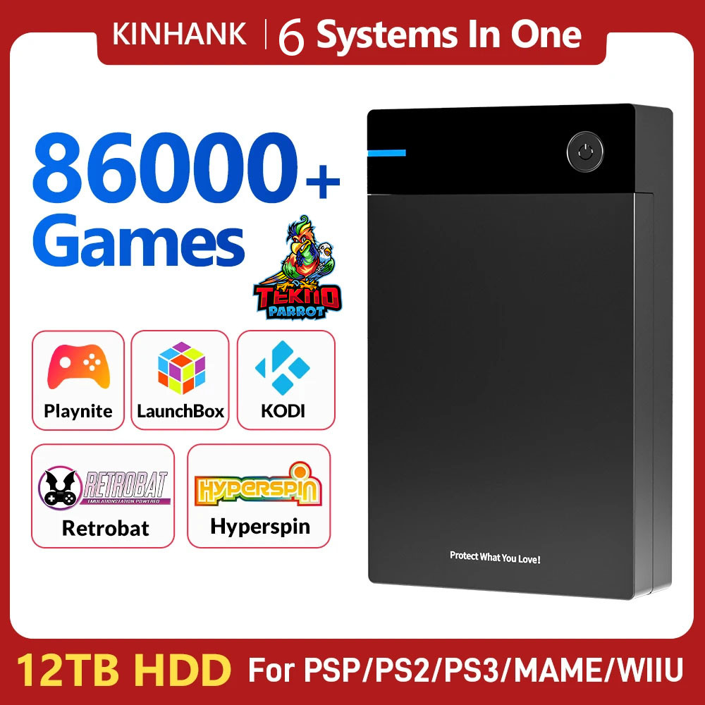 KESP 12T Super Game HDD With Hyperspin Launchbox Retrobat Playnite Teknoparrot Portable Hdd For PS4/