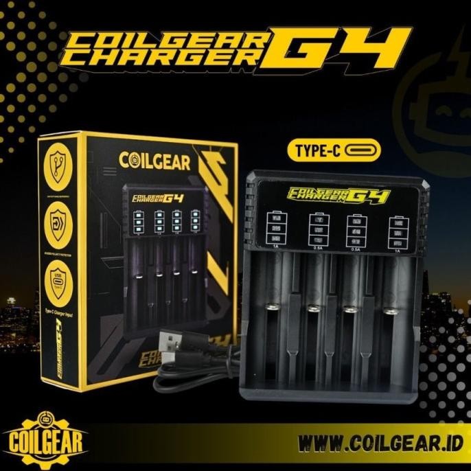 terbaru usb battery charger coilgear g4 4 slot smart 18650 battery charger authentic
