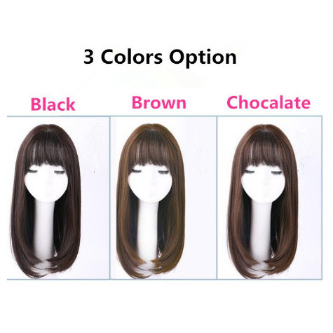 Rambut Wig Panjang Lurus Poni Korea - Wig Wanita Import