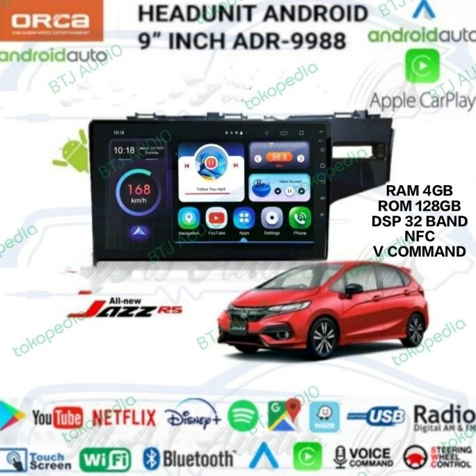 Terjangkau Head Unit Tape Mobil Android Orca Oem Honda Jazz Rs Layar 9" Dan 10"