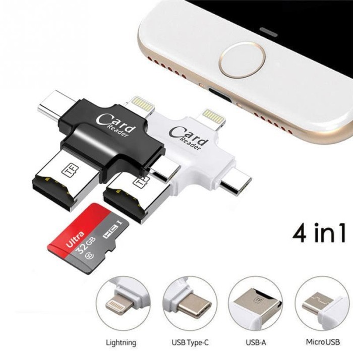 Card Reader USB / OTG 4 in 1 support Type C / Micro USB / iPhone