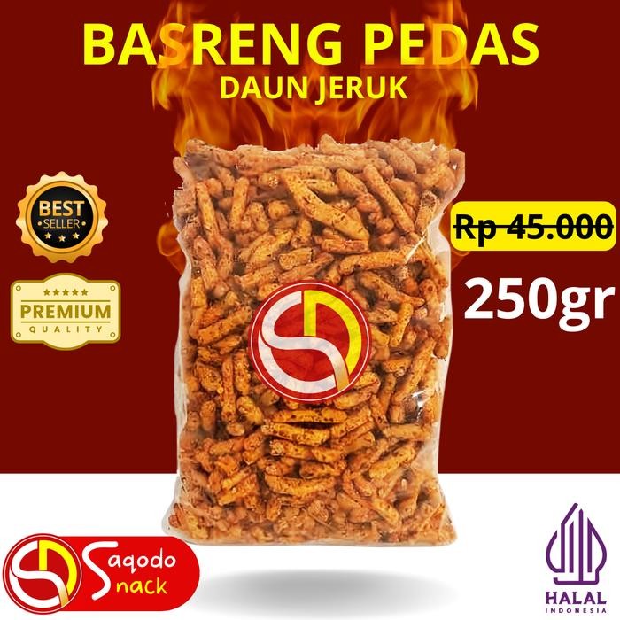 

OBRAL Basreng Pedas Daun Jeruk 250gr saqodo snack Cemilan Food Makanan Camilan Chili Kering Snacks
