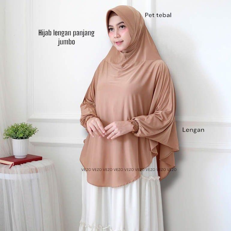 Terlaris>> Hijab Fatimah Bergo Lengan Syar'I Kalong Lengan Panjang Jumbo Premium
