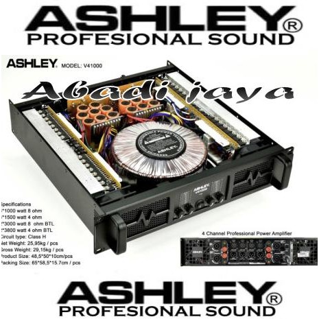 Power Amplifier Ashley V41000 Class H 4 Channel 1000 X 4 Original New Stok