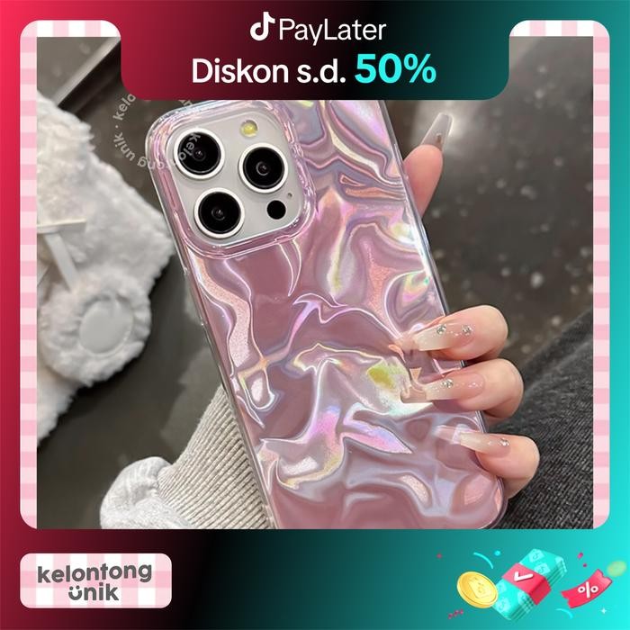 BERKUALITAS KELONTONG UNIK GLENNA Classy Pink Ombre Hologram Case - Hardcase/ Casing HP for iPhone X
