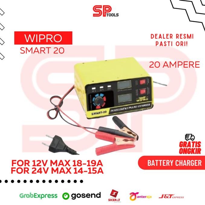 BATTERY CHARGER CAS CHAS AKI DIGITAL SMART 20 20A 20 AMPERE WIPRO Original dan Terpercaya