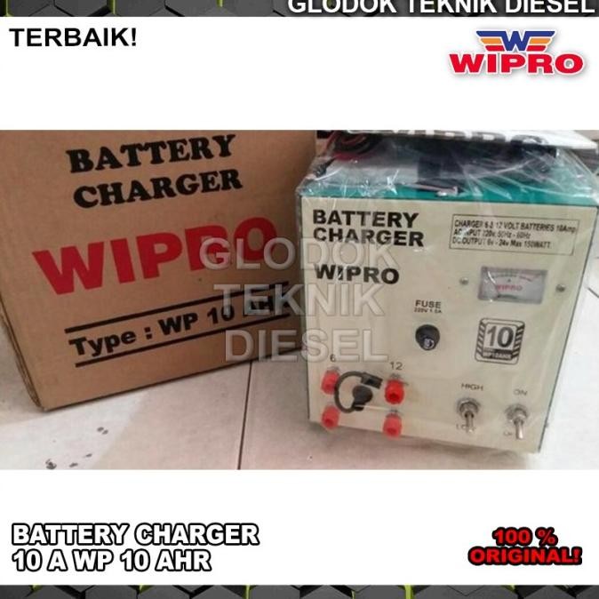 WIPRO Charger Aki Mobil Motor 10 A Battery Charger 10 AHR Cas Aki Original dan Terpercaya