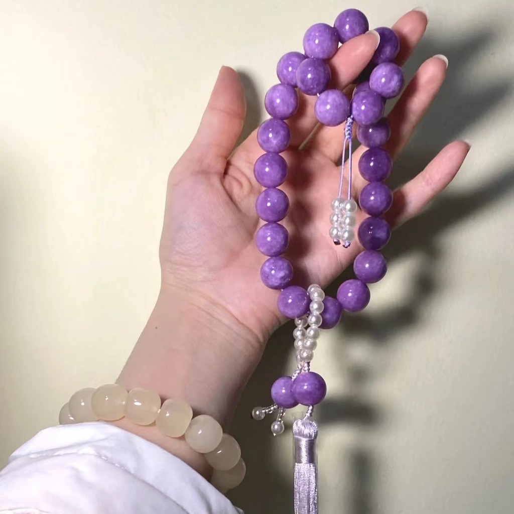 Batu Alam Giok Ungu Ungu Giok Pegangan Tangan Manik-manik Bulat Kerajinan Hadiah