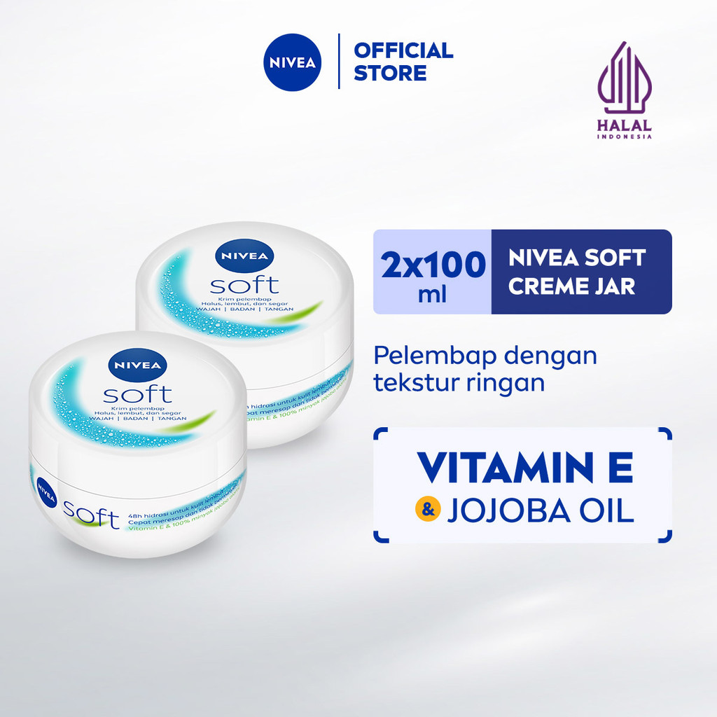 (PAKET HEMAT ISI 2) NIVEA Cream Moisturizer Soft Creme Jar 100ml - Hand body krim cream mositurizer 