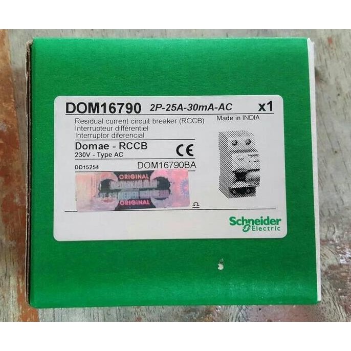 schneider RCCB/ELCB 2pole 25A 30ma/ELCB 2P25A schneider Original dan Terpercaya