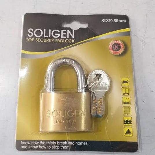 GEMBOK SOLIGEN KUNINGAN 50 MM LEHER PENDEK