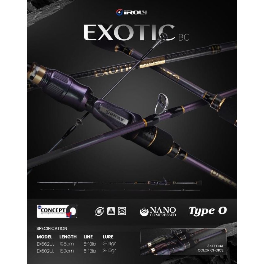 CO Rod BC / BAITCASTING IROLY EXOTIC TYPE O ULTRALIGHT