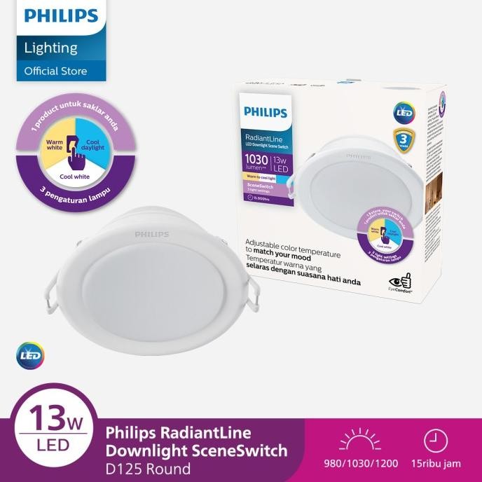 Lampu - Lampu Philips Radiantline Downlight Sceneswitch 13W D125 3 Warna