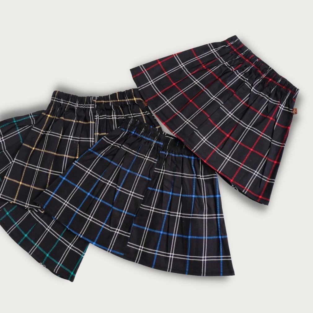 Ready Stock Rok Pendek Anak Perempuan Bahan Katun Stretch Variasi Kotak-Kotak Aneka Warna Usia 2 Sam