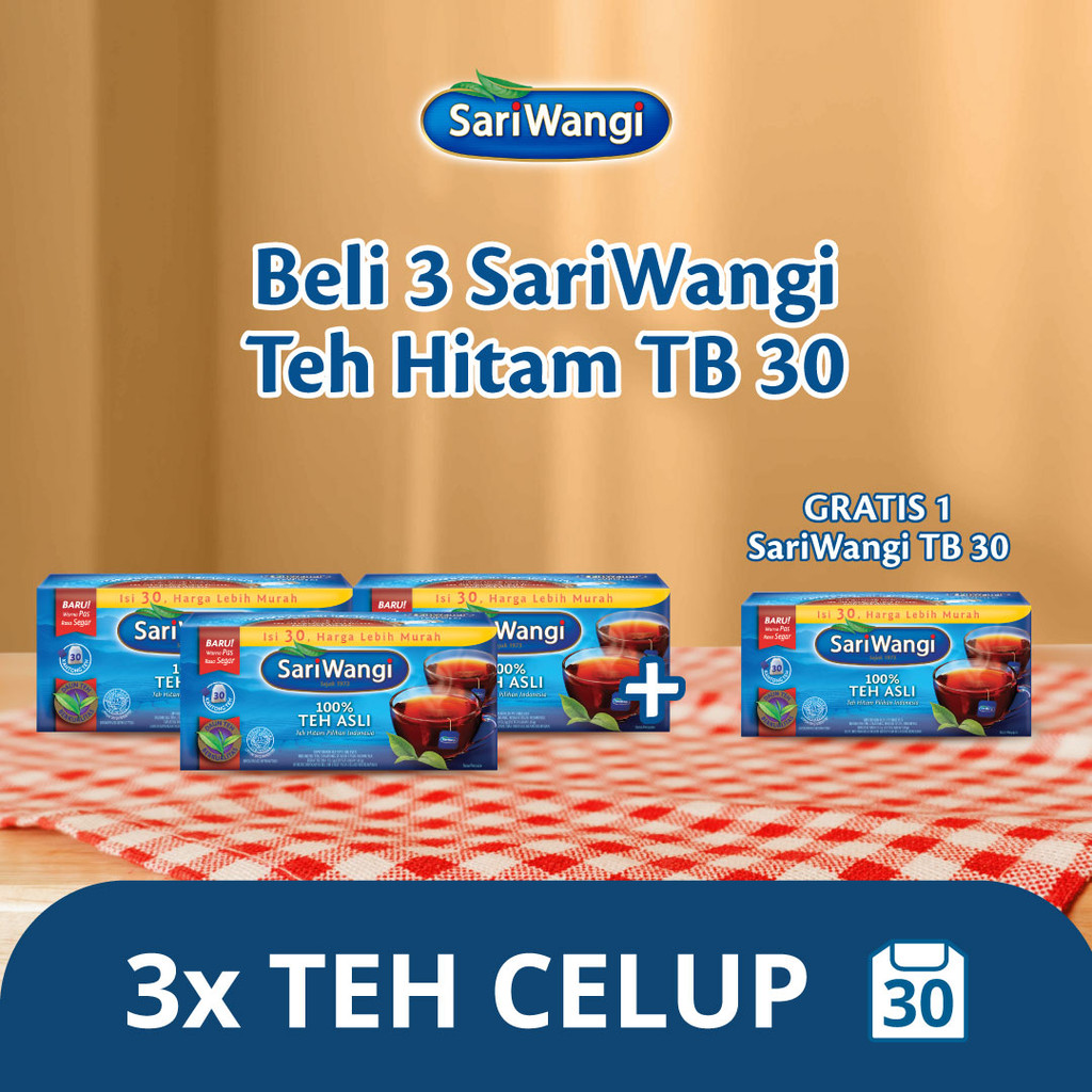 

Buy 3 Sariwangi Asli Teh Celup isi 30 FREE 1 Sariwangi Asli Teh Celup isi 30
