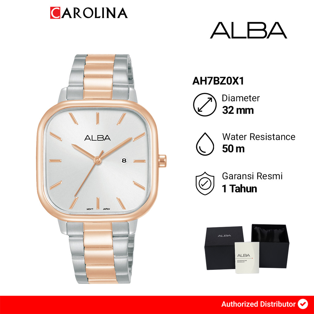 Jam Tangan Wanita ALBA Fashion AH7BZ0X1 Silver White Dial Dual Tone Stainless Steel Strap