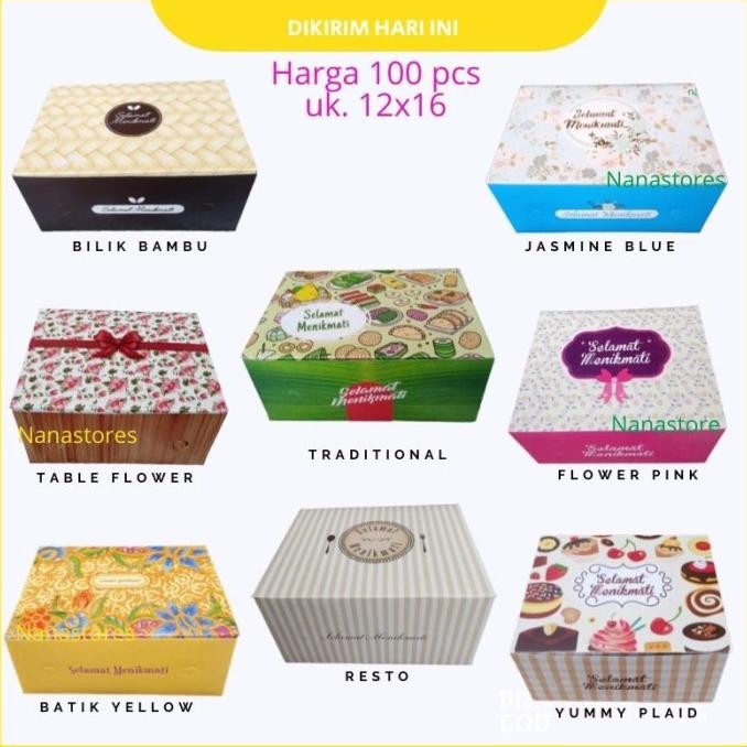 

CO 100 Pcs Dus Kue, Snack Box, Dus Snack, Dus Kue Basah Ukuran 12X16
