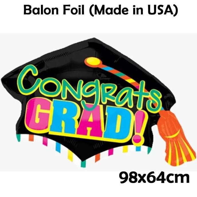 #####] Balon Foil Congrats Grad Cap Made In USA/Balon Wisuda