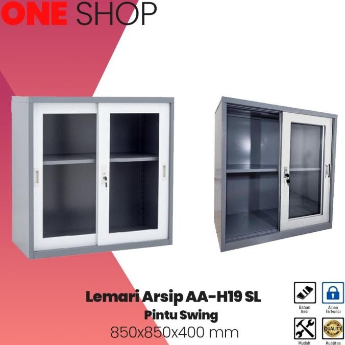 

Lemari Arsip Besi 2 Pintu Sliding Kaca Pendek|Lemari Sleding Kantor