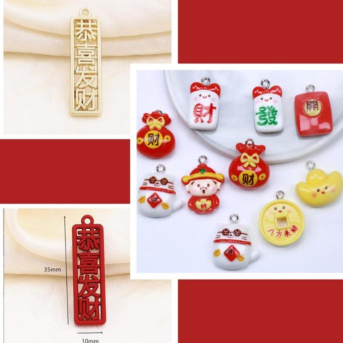 

Kualitas terbaik] Charm resin pendant CNY bandul hangtag kalung keychain imlek sincia