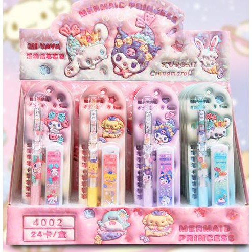 

<<<<<] Pensil cetek mekanik dgn refill isi HB sanrio mermaid mechanical pencil kuromi cinnamoroll
