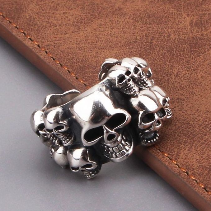 Cincin Tengkorak Terbuka Pria, Cincin Punk Gelap Trendi