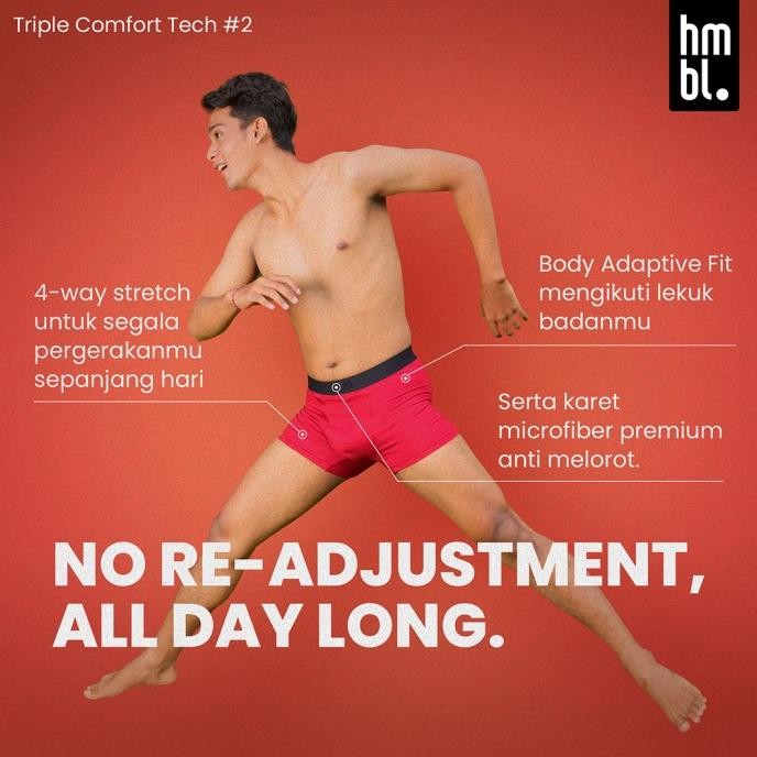 Hmbl Boxer Brief Men 3 Pcs Xxl, Celana Dalam Pria Big Size Underwear Original Dan Terpercaya