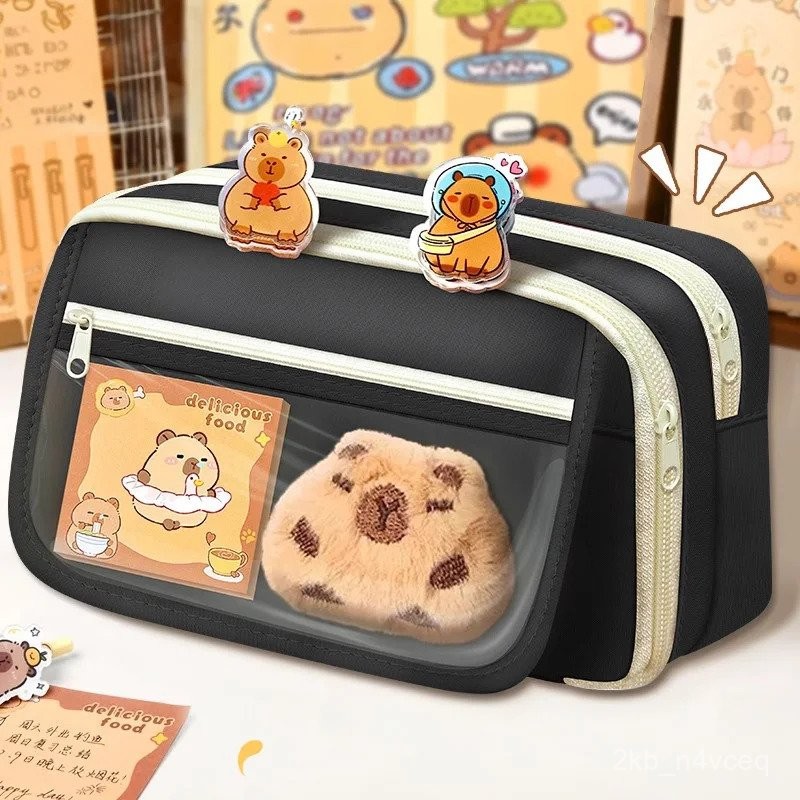

Black Kawaii Large Capacity Pencil Capillary Cases For School Bag Pouch Box Back to School Supplies Girl Kit Cute Stationery 1CVM